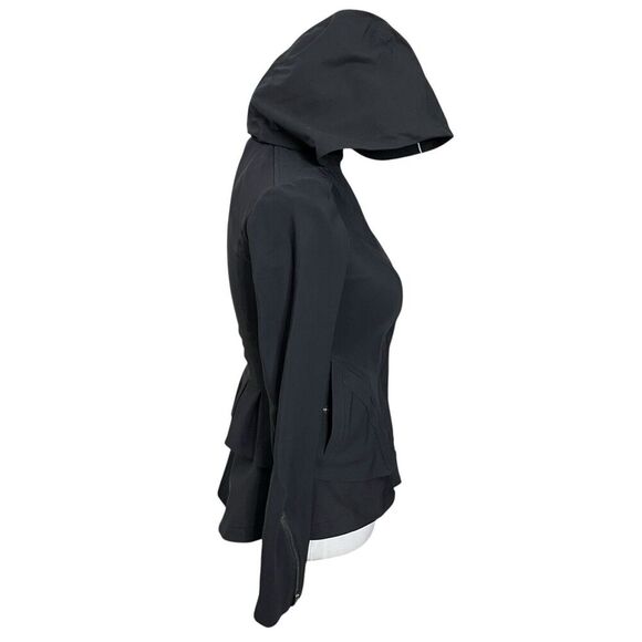 Lululemon Bust A Move Jacket Women’s Size 4 Black Hooded Peplum Reflective Zip - Picture 4 of 12